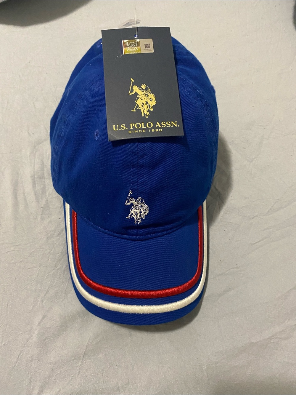 U.S. Polo Assn. Men's Royal Blue Logo Baseball Cap with Red & White Trimu